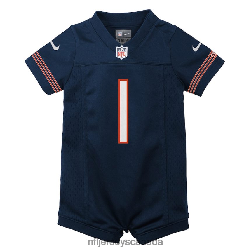 Kids Chicago Bears Justin Fields Nike Navy Game Romper Jersey Clothing NFL TBXFR6526