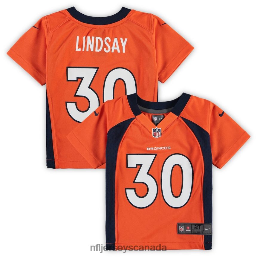 Kids Denver Broncos Phillip Lindsay Nike Orange Game Jersey Clothing NFL TBXFR62861