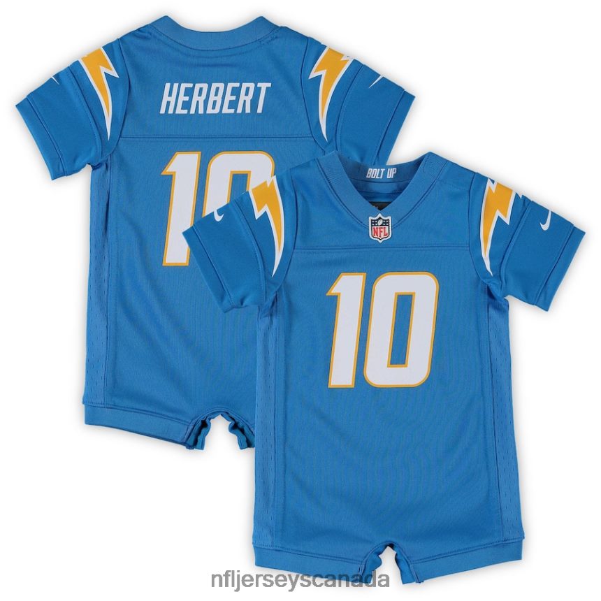 Kids Los Angeles Chargers Justin Herbert Nike Powder Blue Game Romper Jersey Clothing NFL TBXFR6848