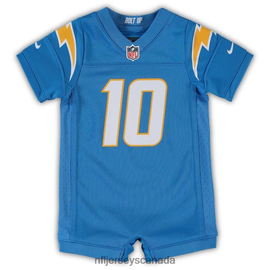 Kids Los Angeles Chargers Justin Herbert Nike Powder Blue Game Romper Jersey Clothing NFL TBXFR6848