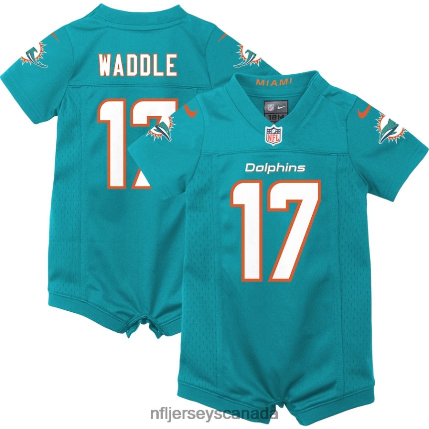 Kids Miami Dolphins Jaylen Waddle Nike Aqua Game Romper Jersey Clothing NFL TBXFR61810