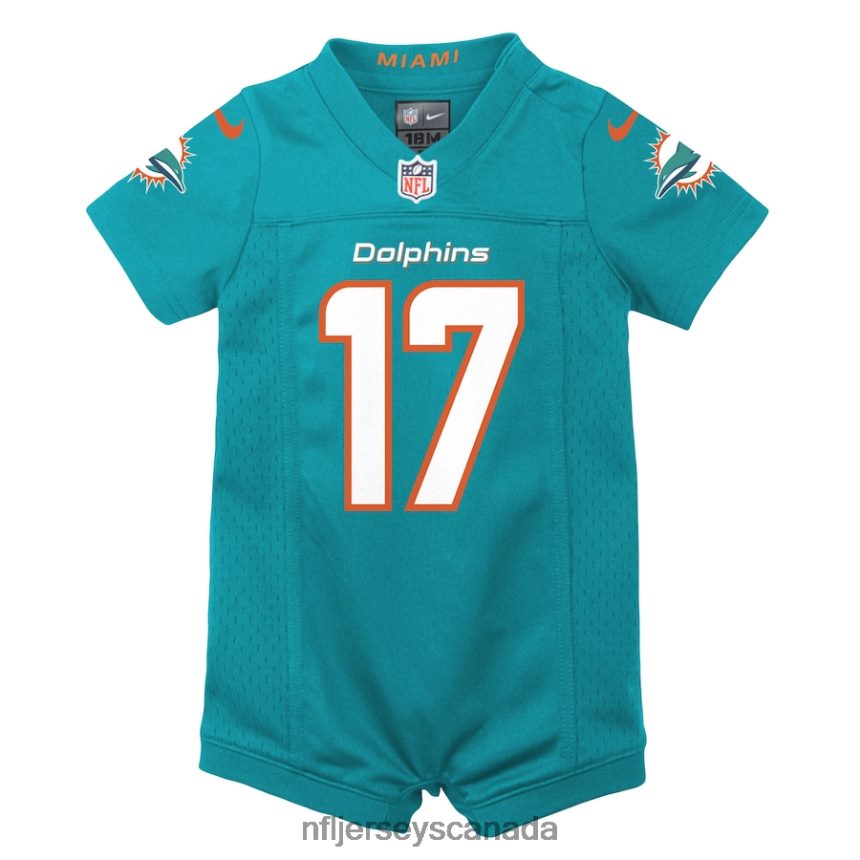 Kids Miami Dolphins Jaylen Waddle Nike Aqua Game Romper Jersey Clothing NFL TBXFR61810