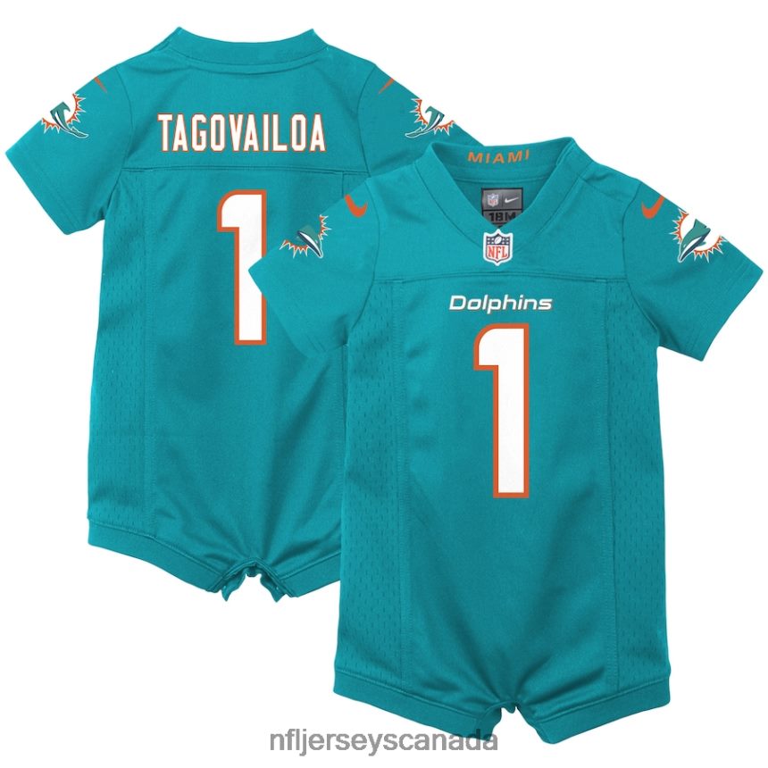 Kids Miami Dolphins Tua Tagovailoa Nike Aqua Game Romper Jersey Clothing NFL TBXFR61707