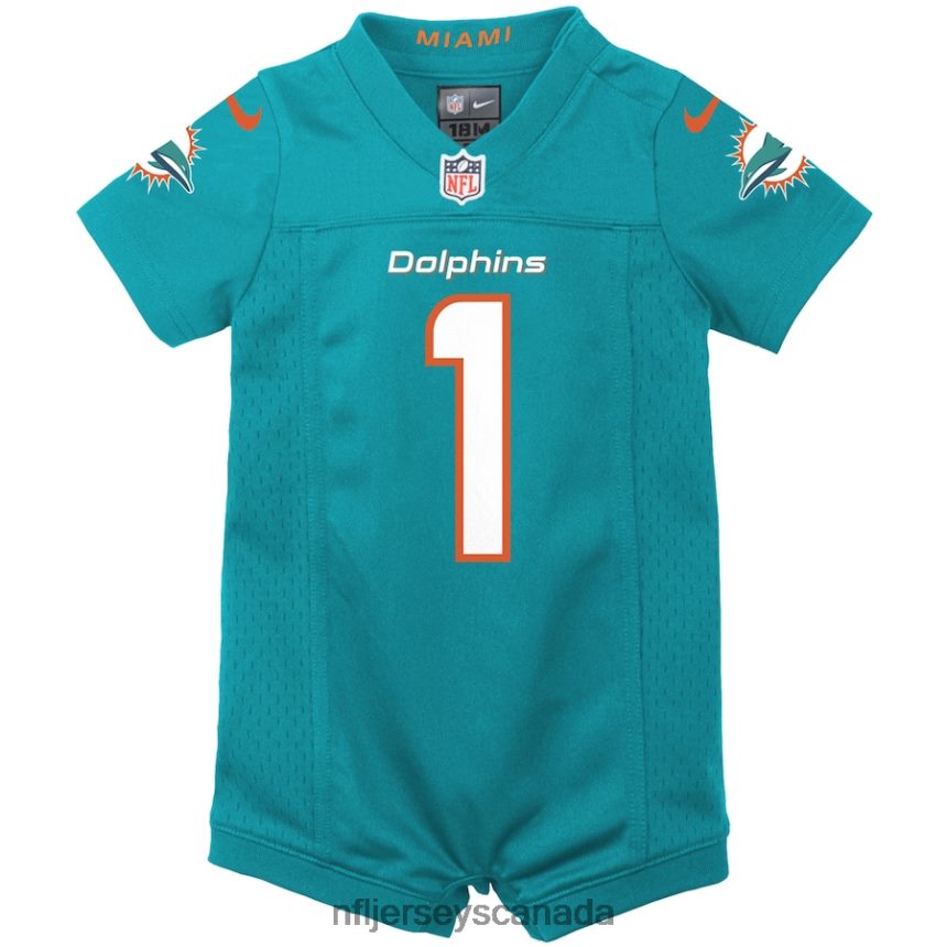 Kids Miami Dolphins Tua Tagovailoa Nike Aqua Game Romper Jersey Clothing NFL TBXFR61707