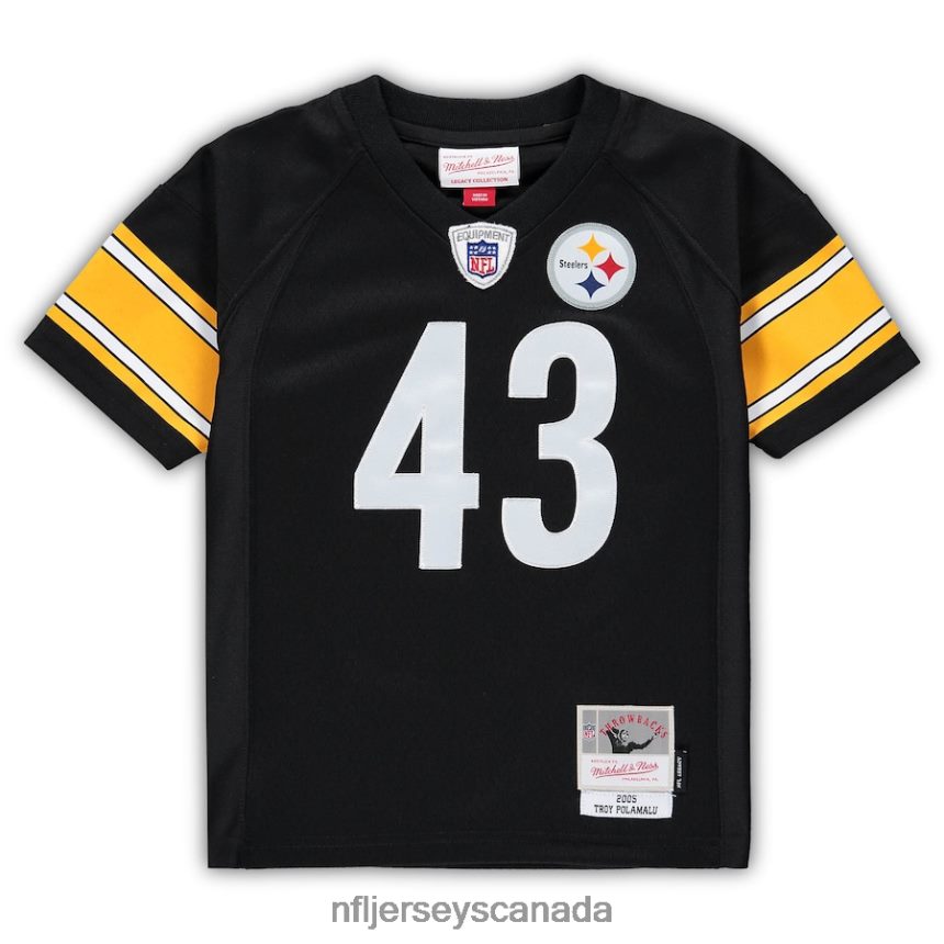 Kids Mitchell  Ness Troy Polamalu Black Pittsburgh Steelers 2005 Retired Legacy Jersey Clothing NFL TBXFR62543