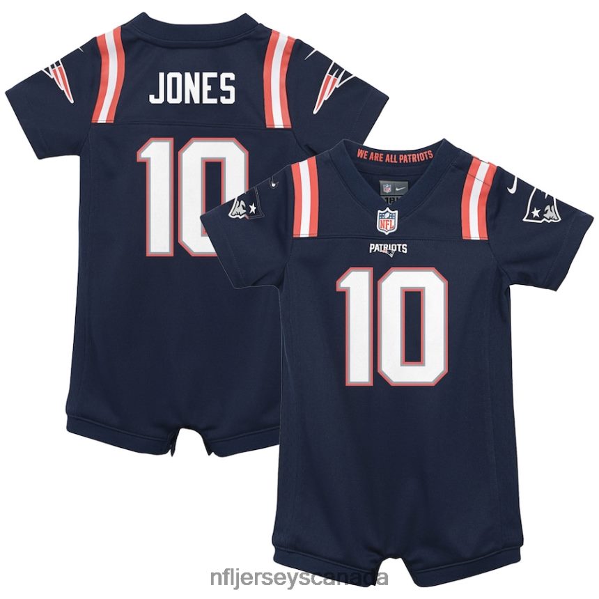Kids New England Patriots Mac Jones Nike Navy Game Romper Jersey Clothing NFL TBXFR61259