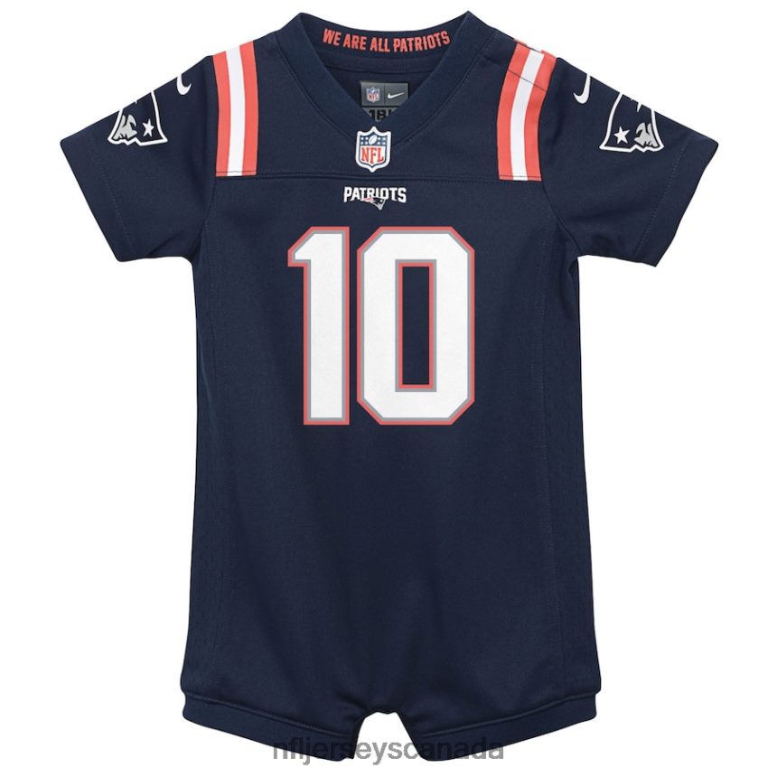 Kids New England Patriots Mac Jones Nike Navy Game Romper Jersey Clothing NFL TBXFR61259