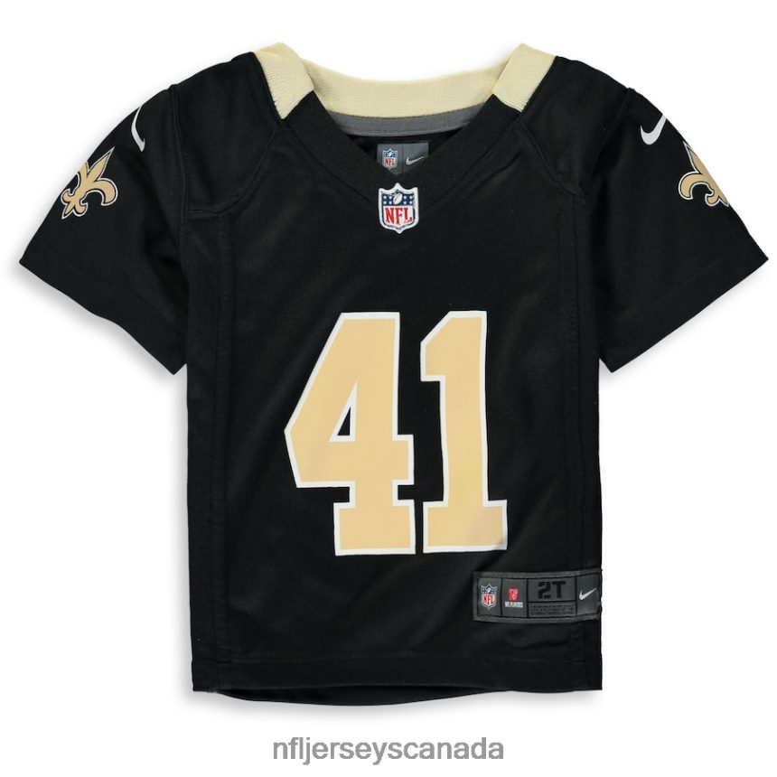 Kids New Orleans Saints Alvin Kamara Nike Black Player Game Jersey Clothing NFL TBXFR61963