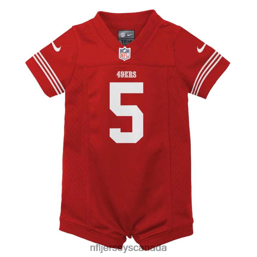 Kids San Francisco 49ers Trey Lance Nike Scarlet Romper Game Jersey Clothing NFL TBXFR61419