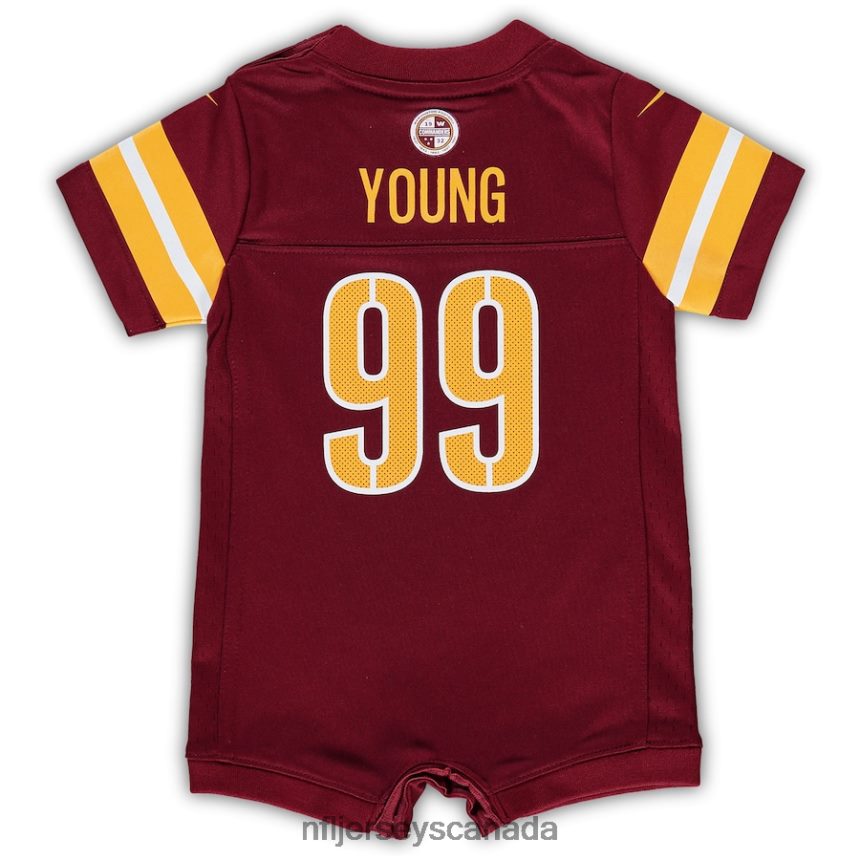 Kids Washington Commanders Chase Young Nike Burgundy Game Romper Jersey Clothing NFL TBXFR63233