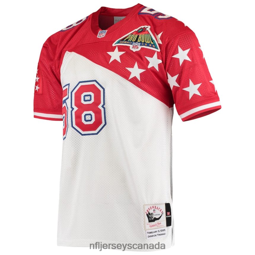 Men AFC Derrick Thomas Mitchell  Ness White/Red 1995 Pro Bowl Authentic Jersey Clothing NFL TBXFR6944