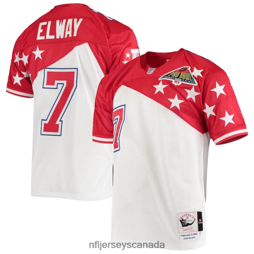 Men AFC John Elway Mitchell  Ness White/Red 1995 Pro Bowl Authentic Jersey Clothing NFL TBXFR62510