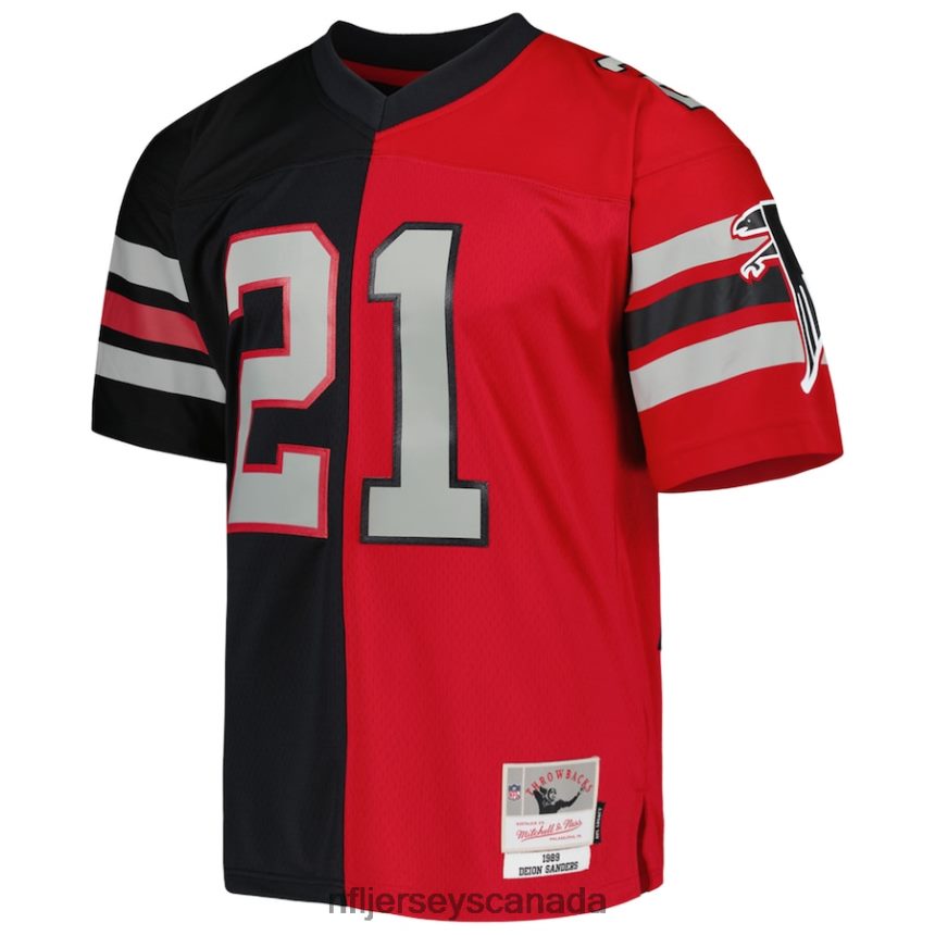 Men Atlanta Falcons Deion Sanders Mitchell  Ness Black/Red 1989 Split Legacy Replica Jersey Clothing NFL TBXFR6628