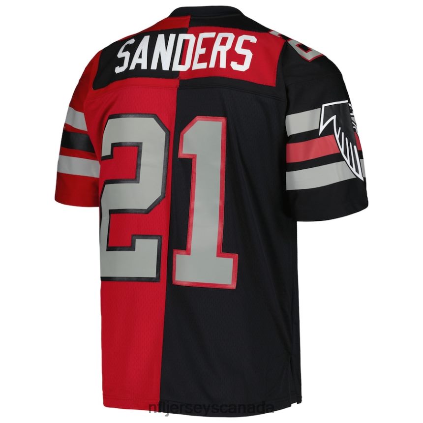 Men Atlanta Falcons Deion Sanders Mitchell  Ness Black/Red 1989 Split Legacy Replica Jersey Clothing NFL TBXFR6628