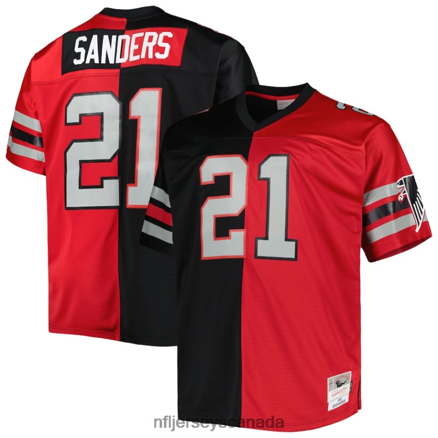 Men Atlanta Falcons Deion Sanders Mitchell  Ness Black/Red Big  Tall Split Legacy Retired Player Replica Jersey Clothing NFL TBXFR61567