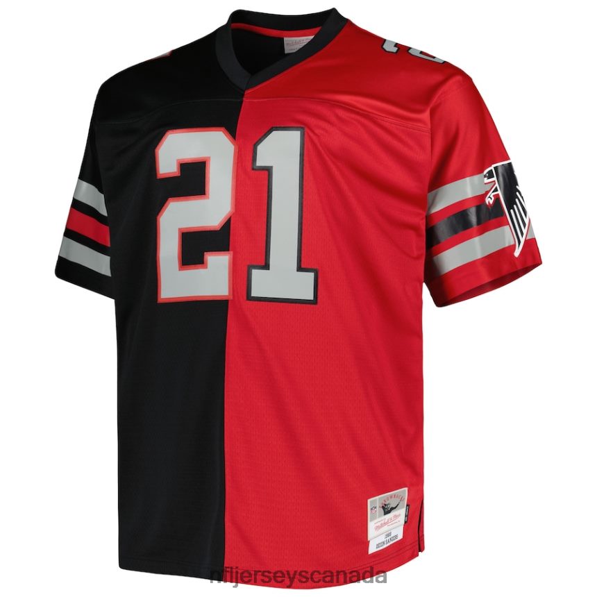 Men Atlanta Falcons Deion Sanders Mitchell  Ness Black/Red Big  Tall Split Legacy Retired Player Replica Jersey Clothing NFL TBXFR61567