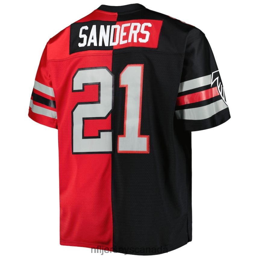 Men Atlanta Falcons Deion Sanders Mitchell  Ness Black/Red Big  Tall Split Legacy Retired Player Replica Jersey Clothing NFL TBXFR61567