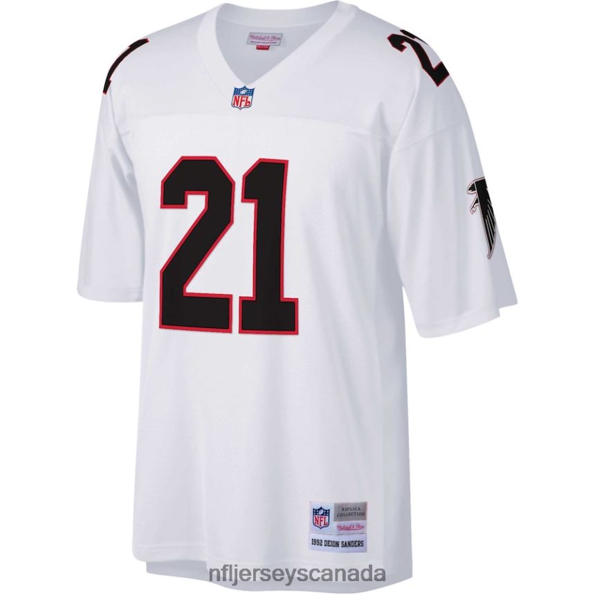 Men Atlanta Falcons Deion Sanders Mitchell  Ness White Big  Tall 1992 Retired Player Replica Jersey Clothing NFL TBXFR6974