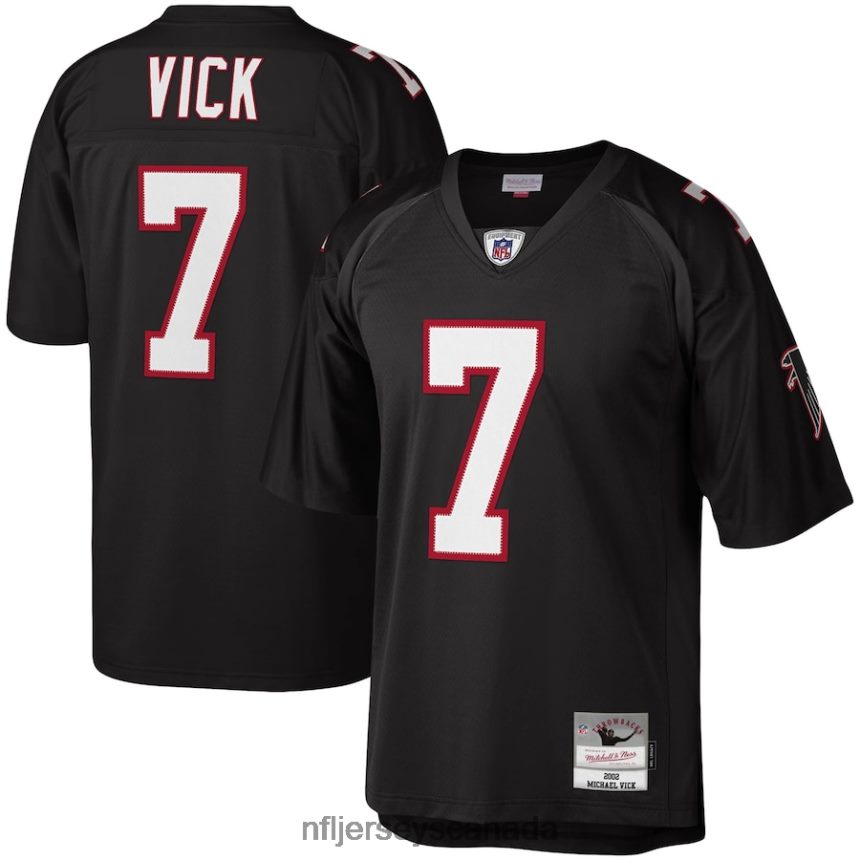 Men Atlanta Falcons Michael Vick Mitchell  Ness Black 2002 Authentic Throwback Retired Player Jersey Clothing NFL TBXFR61418