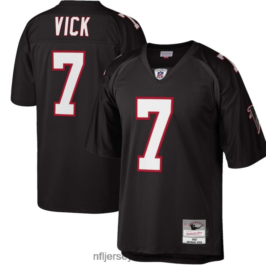 Men Atlanta Falcons Michael Vick Mitchell  Ness Black Big  Tall 2002 Retired Player Replica Jersey Clothing NFL TBXFR61233