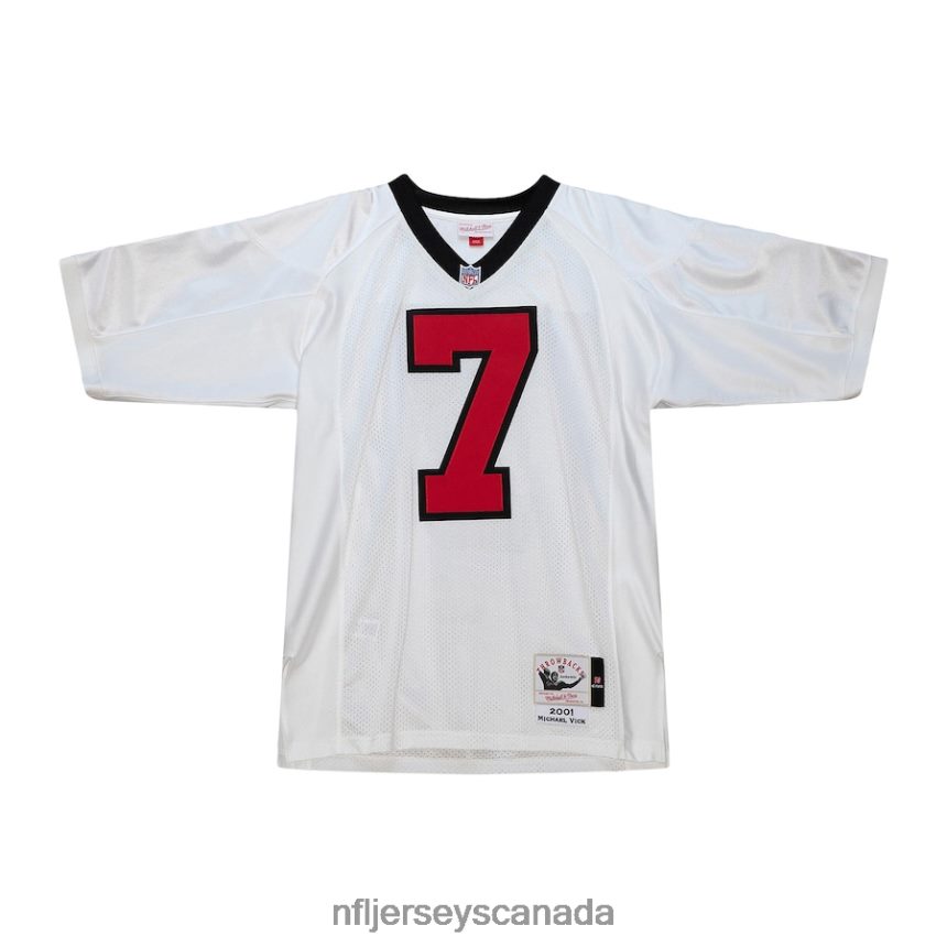 Men Atlanta Falcons Michael Vick Mitchell  Ness White 2001 Authentic Retired Player Jersey Clothing NFL TBXFR61806