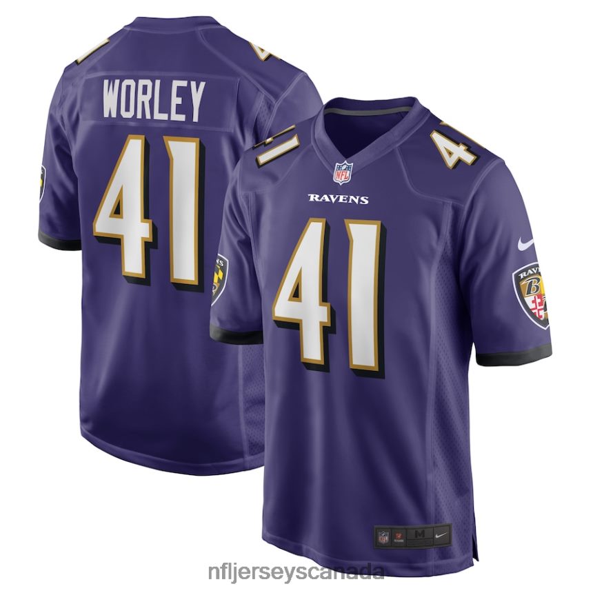 Men Baltimore Ravens Daryl Worley Nike Purple Game Player Jersey Clothing NFL TBXFR64407