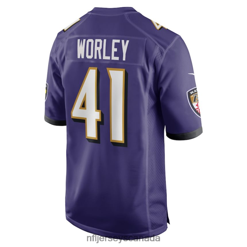 Men Baltimore Ravens Daryl Worley Nike Purple Game Player Jersey Clothing NFL TBXFR64407