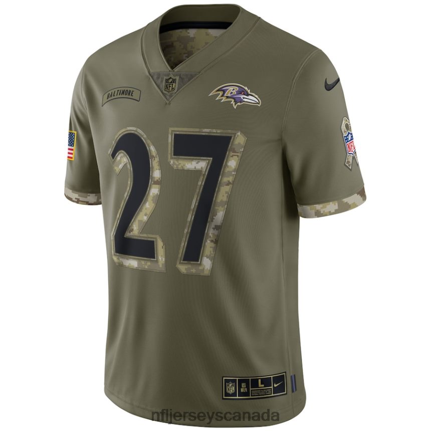 Men Baltimore Ravens JK Dobbins Nike Olive 2022 Salute To Service Limited Jersey Clothing NFL TBXFR63179