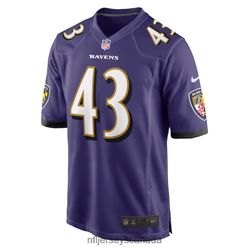 Men Baltimore Ravens Justice Hill Nike Purple Game Jersey Clothing NFL TBXFR64894