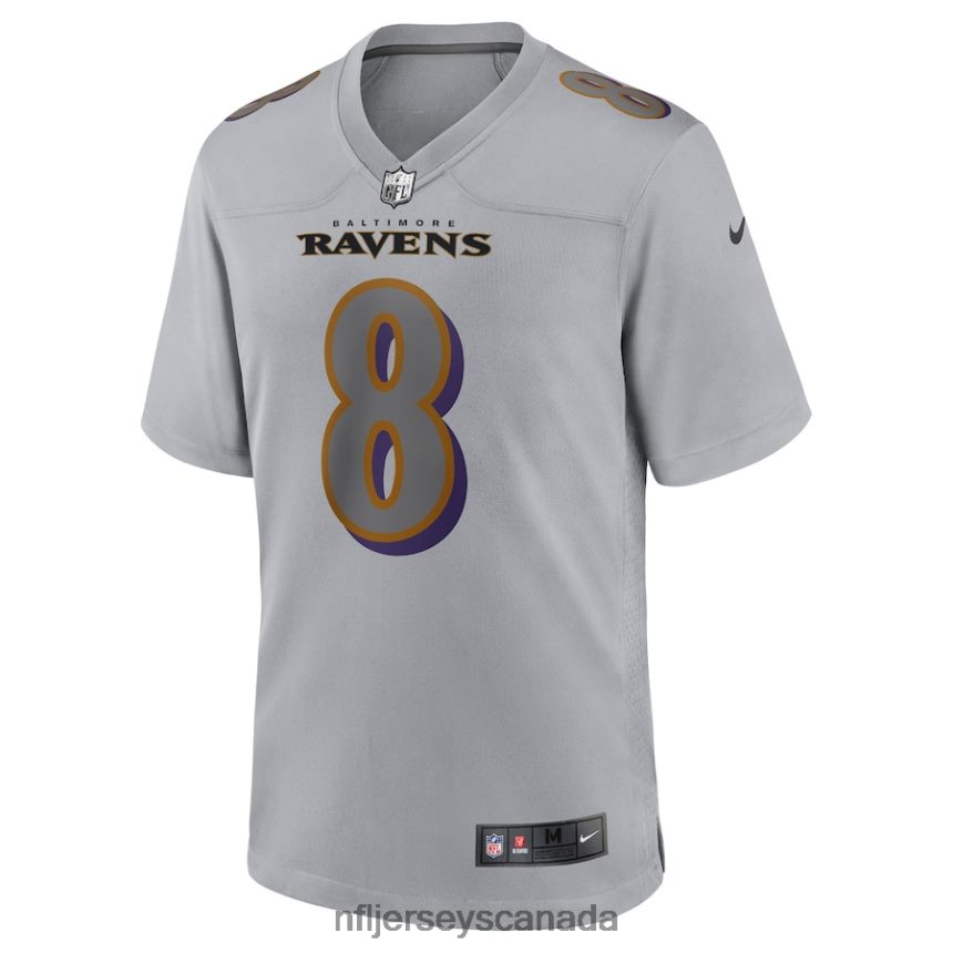 Men Baltimore Ravens Lamar Jackson Nike Gray Atmosphere Fashion Game Jersey Clothing NFL TBXFR61779