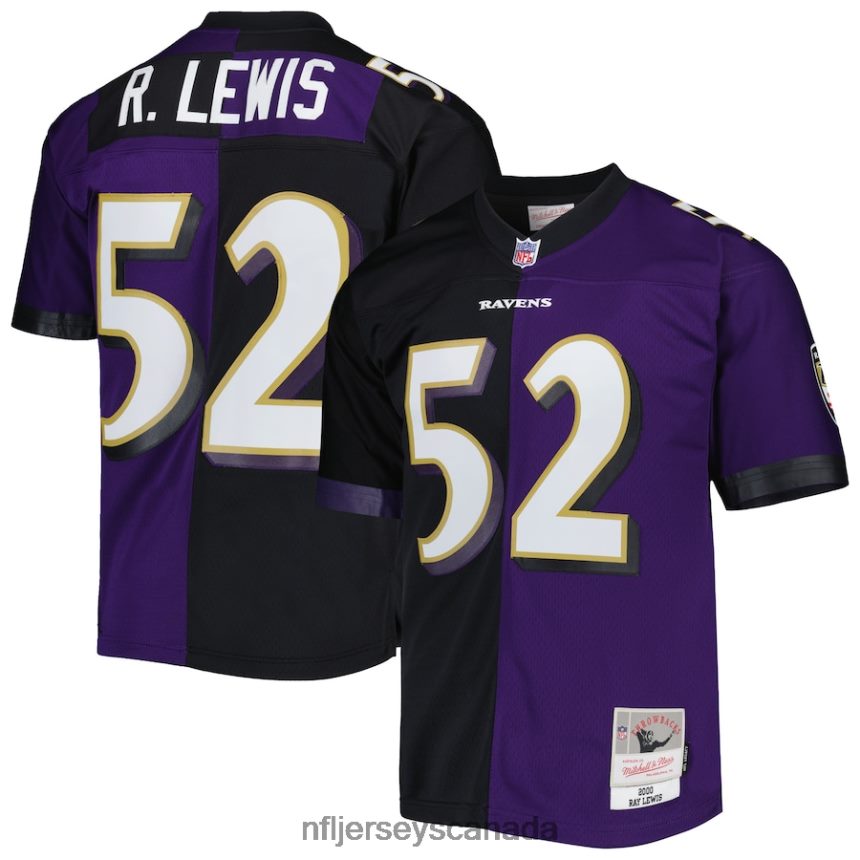Men Baltimore Ravens Ray Lewis Mitchell  Ness Purple/Black 2000 Split Legacy Replica Jersey Clothing NFL TBXFR61369
