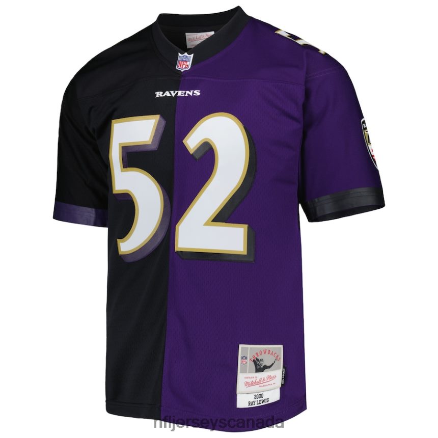 Men Baltimore Ravens Ray Lewis Mitchell  Ness Purple/Black 2000 Split Legacy Replica Jersey Clothing NFL TBXFR61369