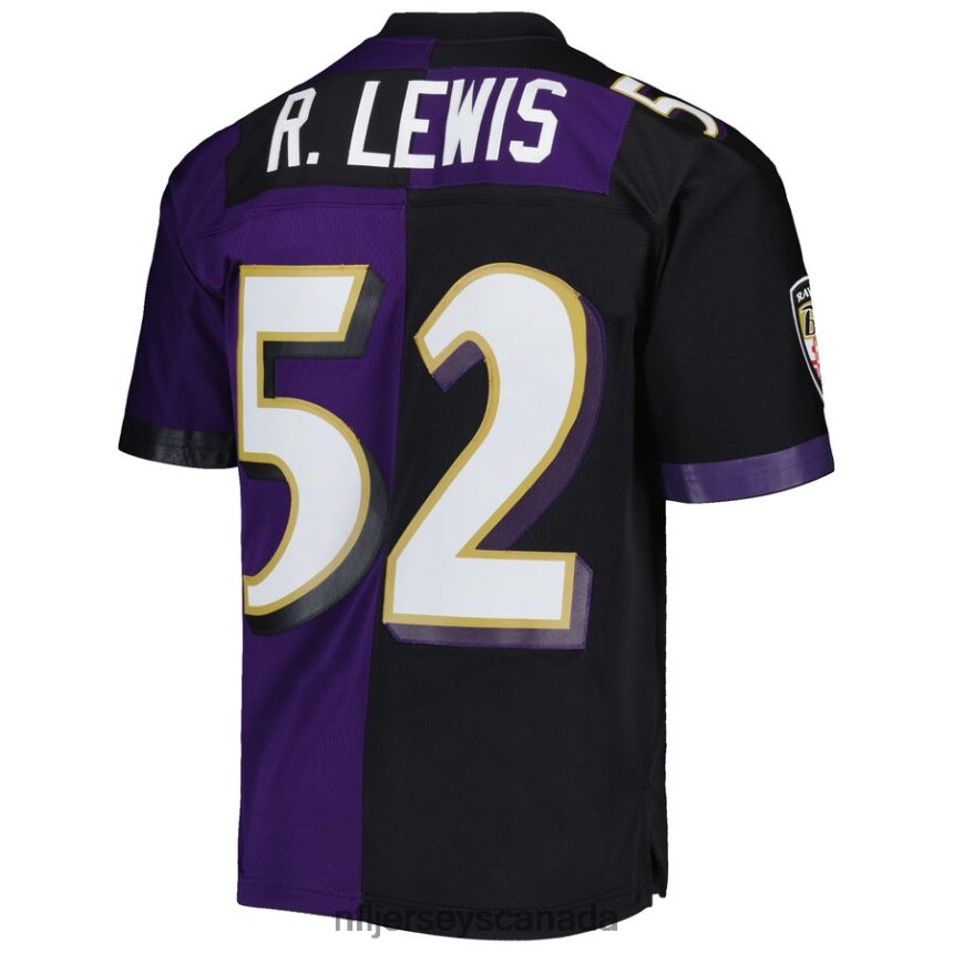Men Baltimore Ravens Ray Lewis Mitchell  Ness Purple/Black 2000 Split Legacy Replica Jersey Clothing NFL TBXFR61369