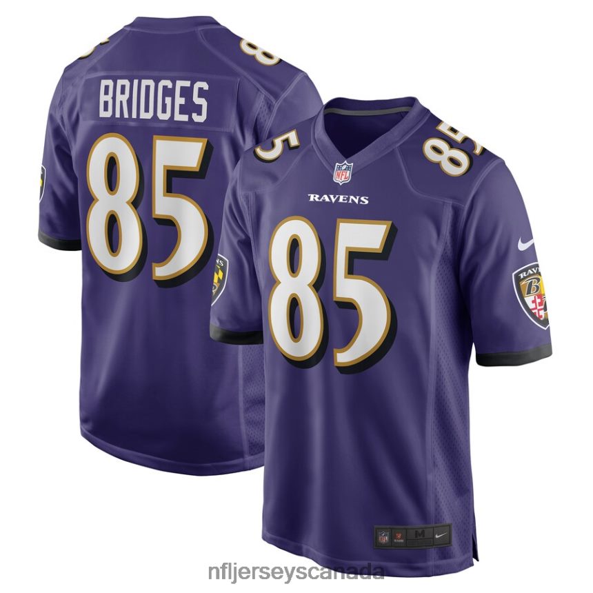 Men Baltimore Ravens Shemar Bridges Nike Purple Player Game Jersey Clothing NFL TBXFR66307