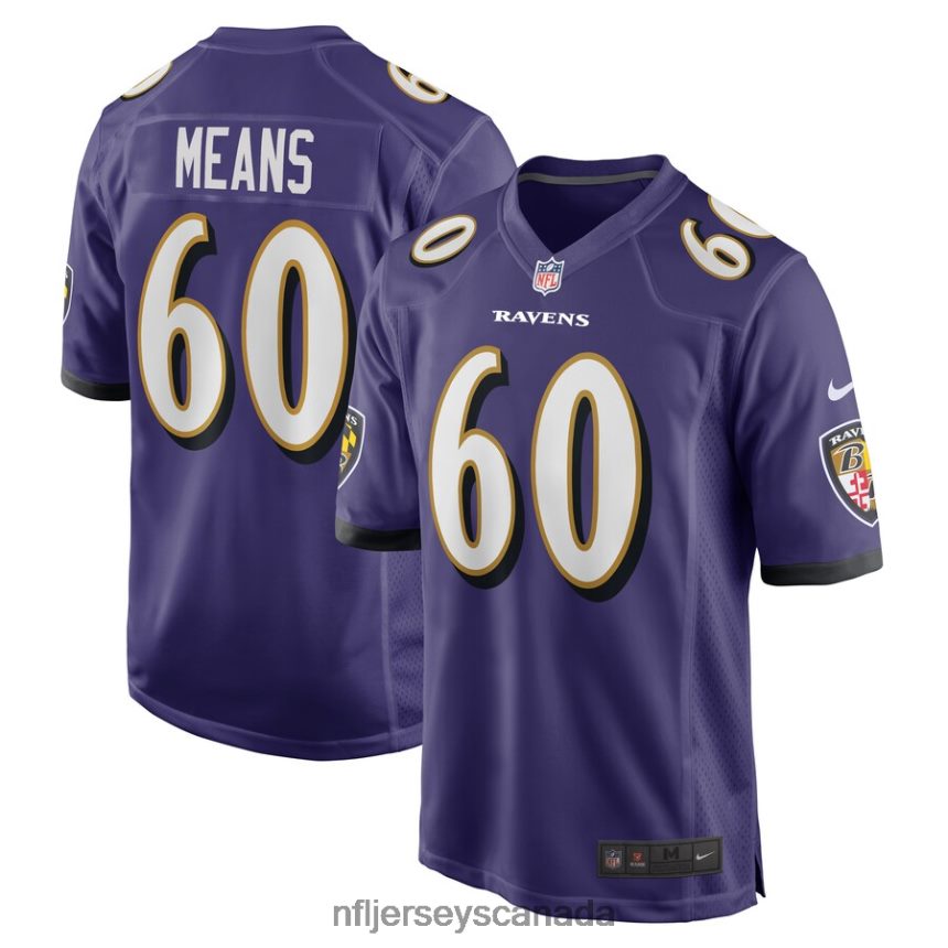 Men Baltimore Ravens Steven Means Nike Purple Game Player Jersey Clothing NFL TBXFR64389