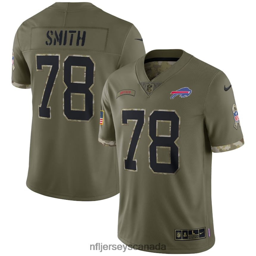 Men Buffalo Bills Bruce Smith Nike Olive 2022 Salute To Service Retired Player Limited Jersey Clothing NFL TBXFR62922