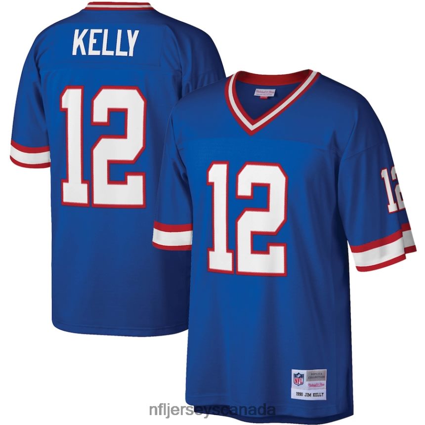 Men Buffalo Bills Jim Kelly Mitchell  Ness Royal 1990 Legacy Replica Jersey Clothing NFL TBXFR6826