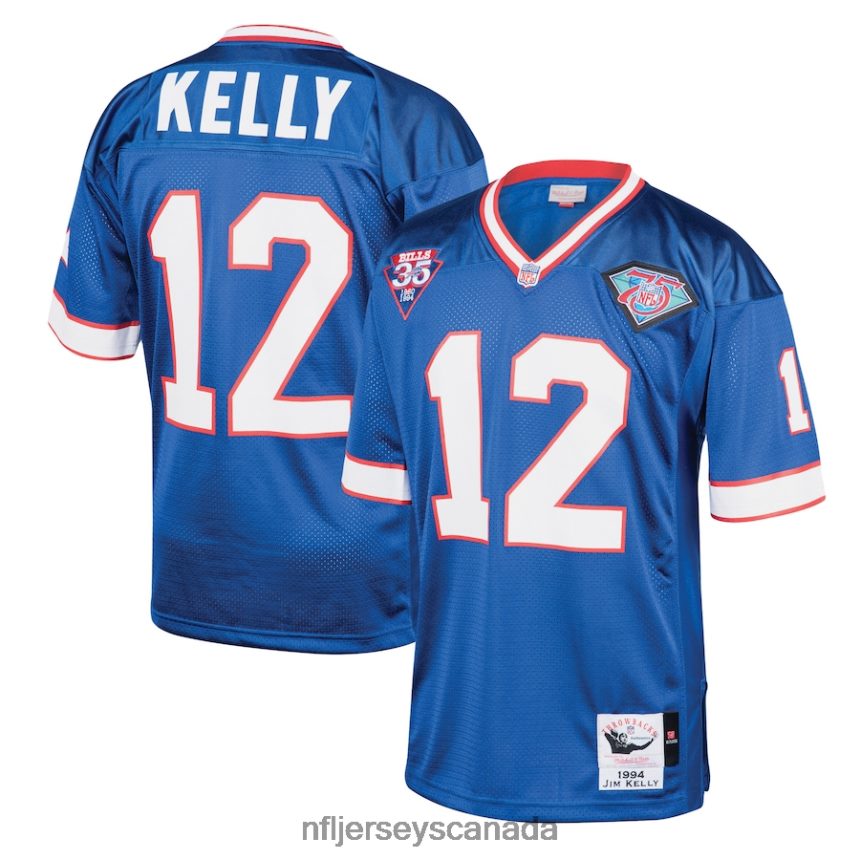 Men Buffalo Bills Jim Kelly Mitchell  Ness Royal 1994 Authentic Throwback Retired Player Jersey Clothing NFL TBXFR62781