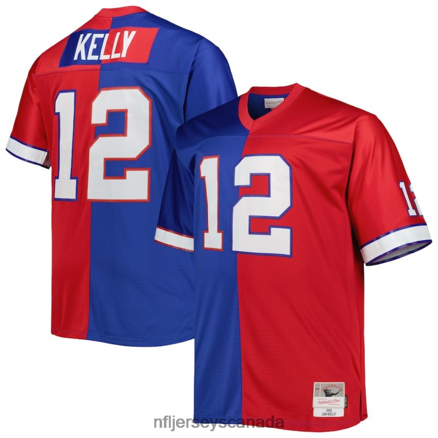 Men Buffalo Bills Jim Kelly Mitchell  Ness Royal/Red Big  Tall Split Legacy Retired Player Replica Jersey Clothing NFL TBXFR63081