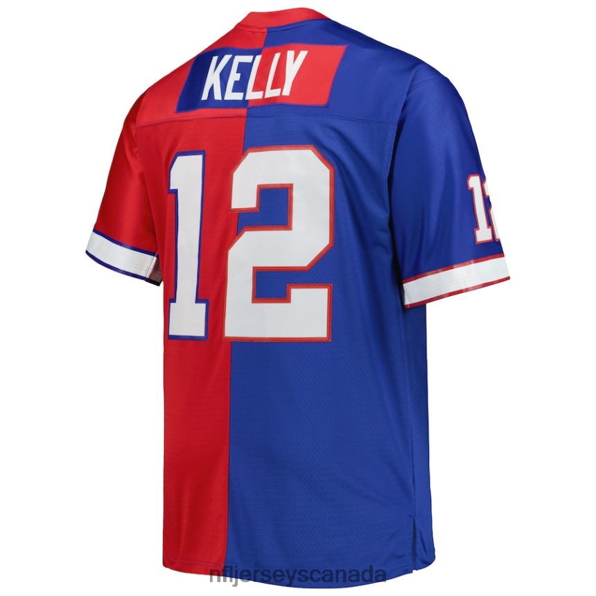 Men Buffalo Bills Jim Kelly Mitchell  Ness Royal/Red Big  Tall Split Legacy Retired Player Replica Jersey Clothing NFL TBXFR63081