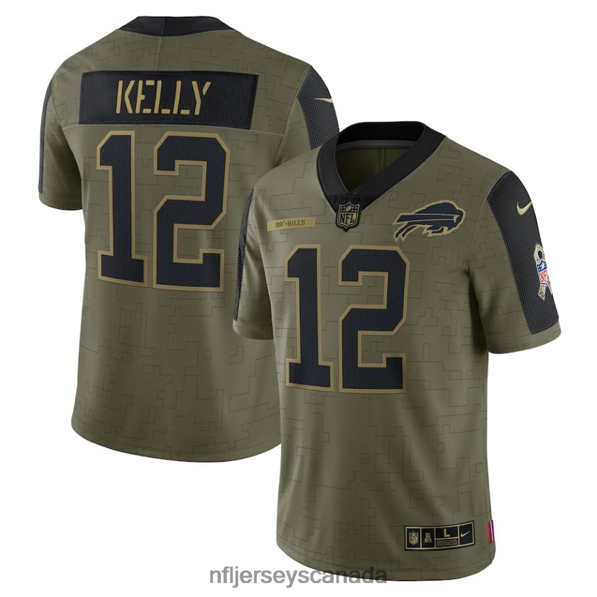Men Buffalo Bills Jim Kelly Nike Olive 2021 Salute To Service Retired Player Limited Jersey Clothing NFL TBXFR64175