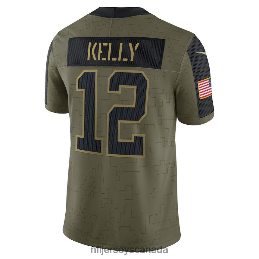 Men Buffalo Bills Jim Kelly Nike Olive 2021 Salute To Service Retired Player Limited Jersey Clothing NFL TBXFR64175