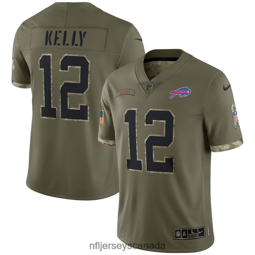 Men Buffalo Bills Jim Kelly Nike Olive 2022 Salute To Service Retired Player Limited Jersey Clothing NFL TBXFR63041
