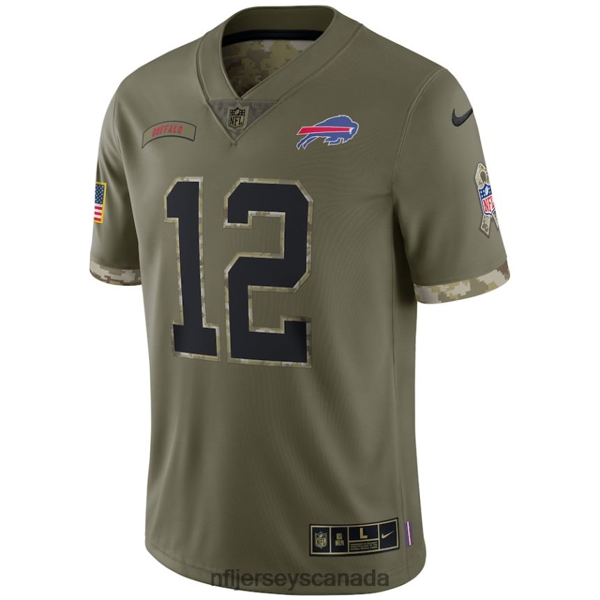 Men Buffalo Bills Jim Kelly Nike Olive 2022 Salute To Service Retired Player Limited Jersey Clothing NFL TBXFR63041