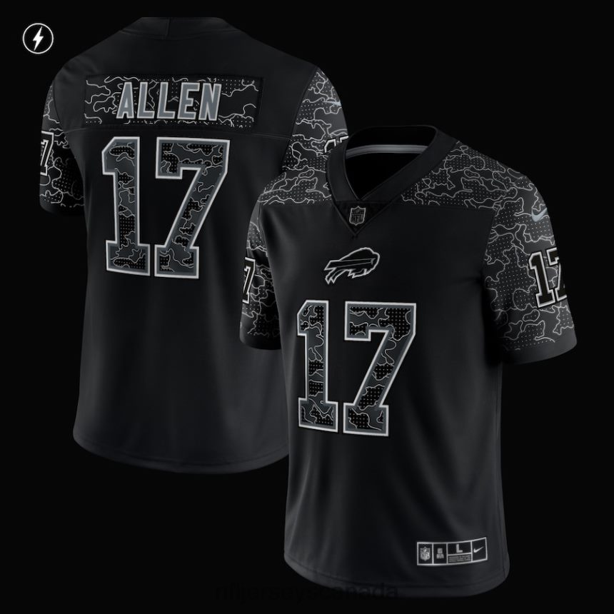 Men Buffalo Bills Josh Allen Nike Black RFLCTV Limited Jersey Clothing NFL TBXFR6741