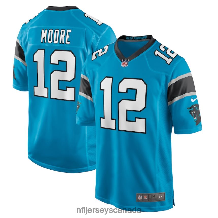 Men Carolina Panthers DJ Moore Nike Blue Game Jersey Clothing NFL TBXFR63319