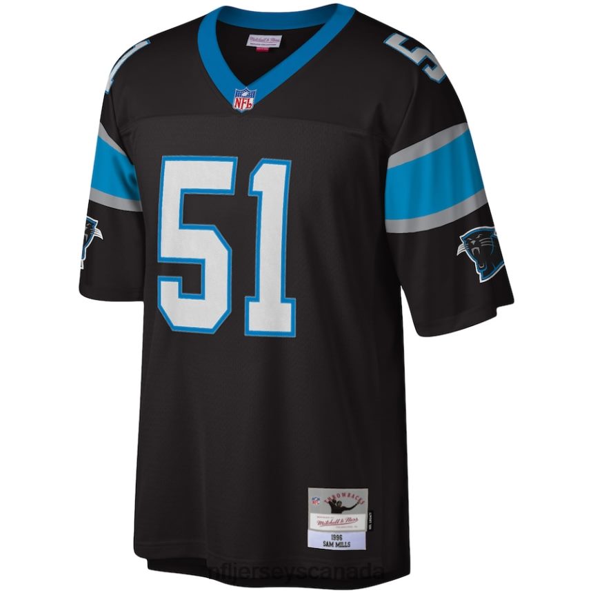 Men Carolina Panthers Sam Mills Mitchell  Ness Black Legacy Replica Jersey Clothing NFL TBXFR61214