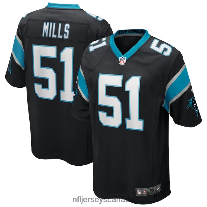 Men Carolina Panthers Sam Mills Nike Black Game Retired Player Jersey Clothing NFL TBXFR61948