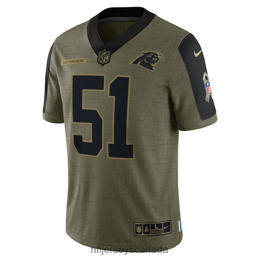 Men Carolina Panthers Sam Mills Nike Olive 2021 Salute To Service Retired Player Limited Jersey Clothing NFL TBXFR65467