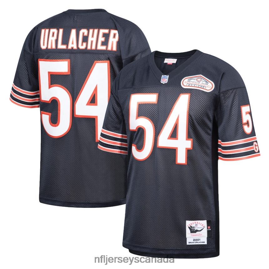 Men Chicago Bears Brian Urlacher Mitchell  Ness Navy 2001 Authentic Throwback Retired Player Jersey Clothing NFL TBXFR63811